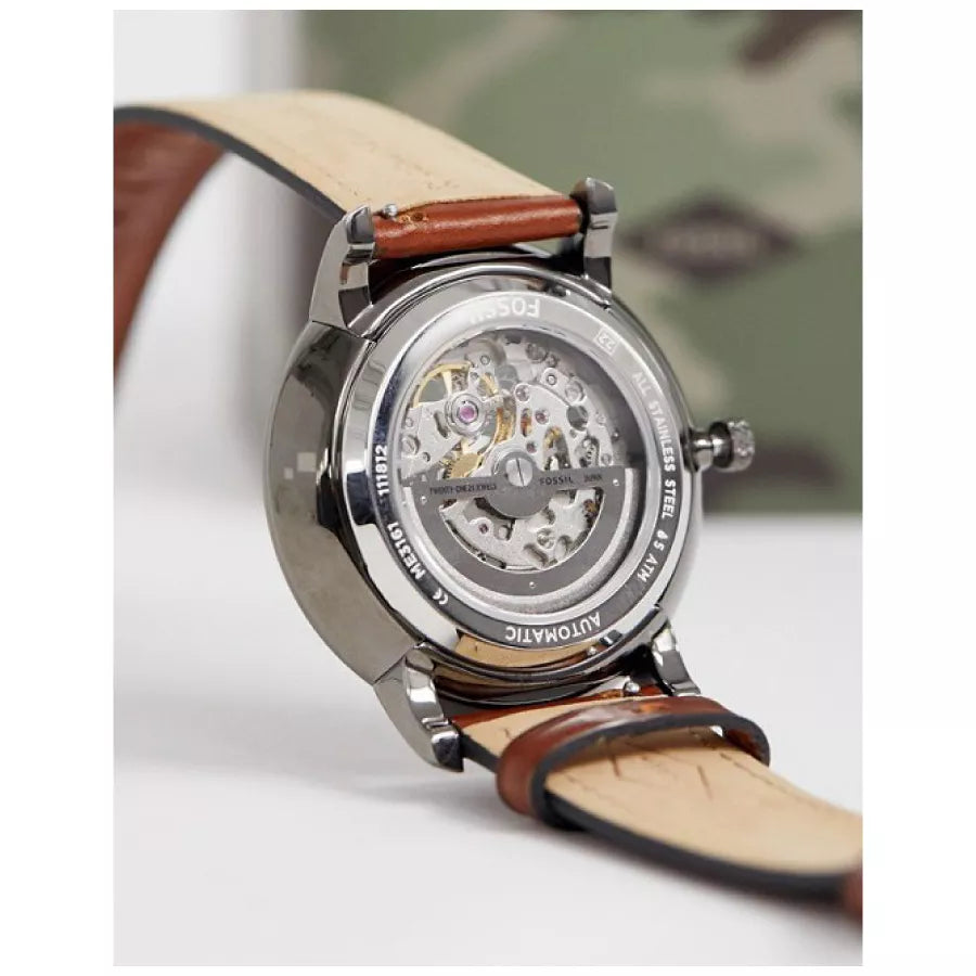 Fossil Townsman Automatic Chronograph White Dial Blue Leather Strap Watch for Men - ME3167