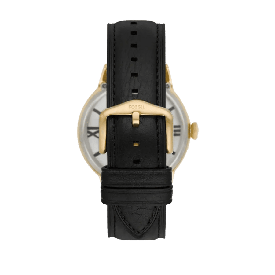 Fossil Townsman Automatic Skeleton Black Dial Black Leather Strap Watch for Men - ME3210