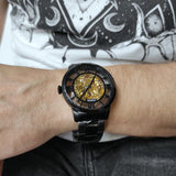 Fossil Townsman Automatic Skeleton Black Dial Black Steel Strap Watch for Men - ME3197