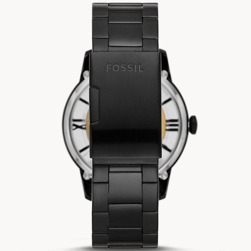 Fossil Townsman Automatic Skeleton Black Dial Black Steel Strap Watch for Men - ME3197