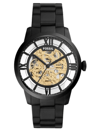 Fossil Townsman Automatic Skeleton Black Dial Black Steel Strap Watch for Men - ME3197