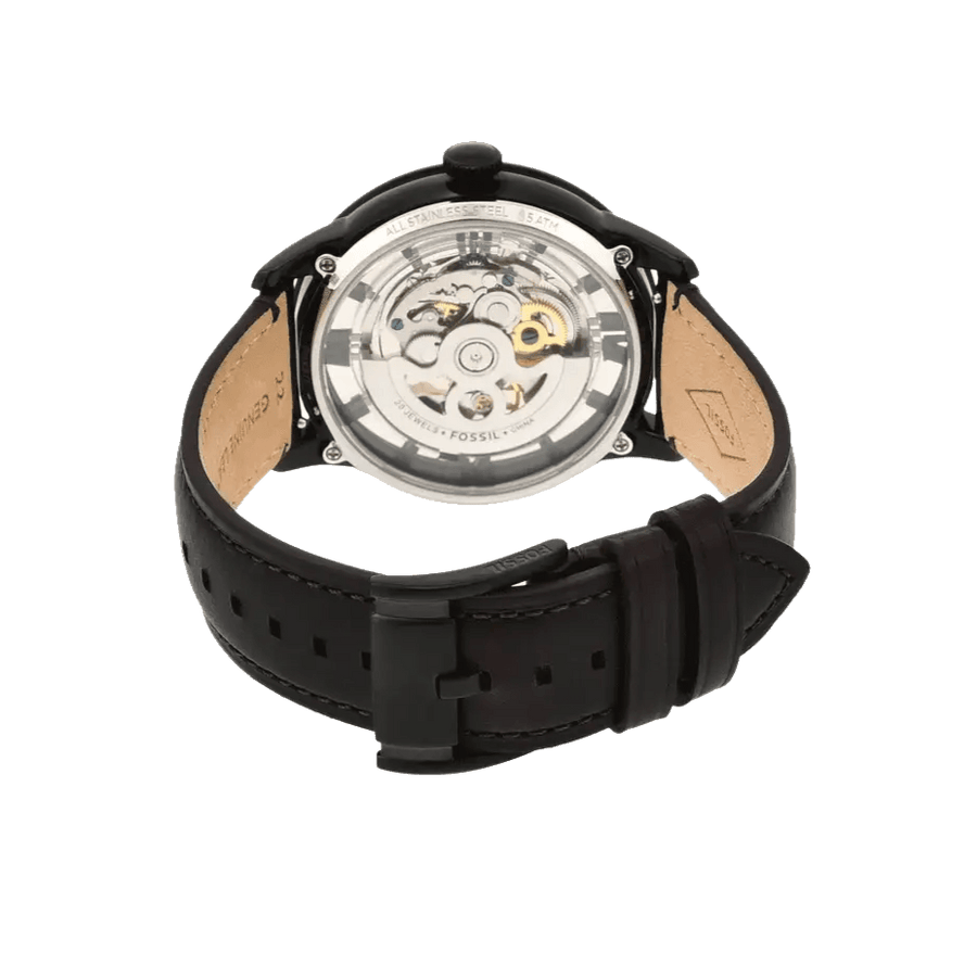 Fossil Townsman Automatic Skeleton Brown Dial Brown Leather Strap Watch for Men - ME3098