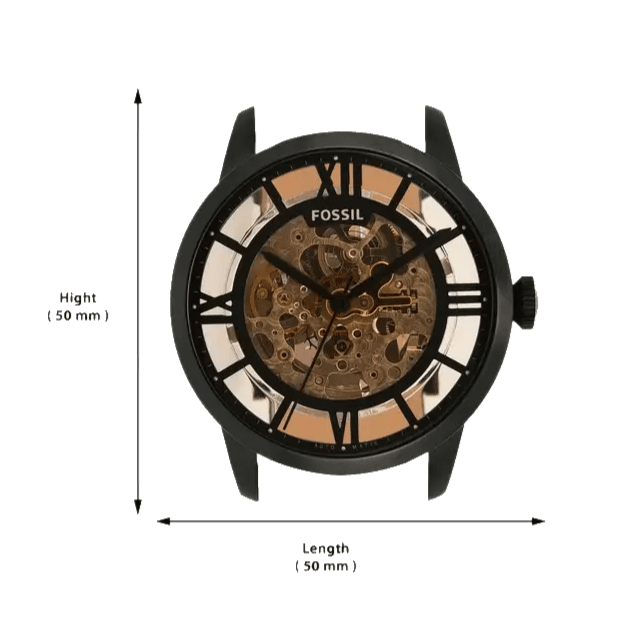 Fossil Townsman Automatic Skeleton Brown Dial Brown Leather Strap Watch for Men - ME3098