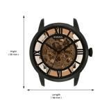 Fossil Townsman Automatic Skeleton Brown Dial Brown Leather Strap Watch for Men - ME3098