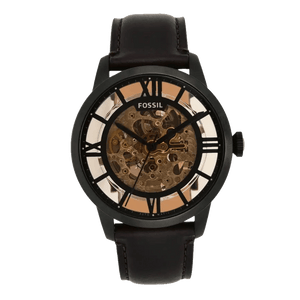 Fossil Townsman Automatic Skeleton Brown Dial Brown Leather Strap Watch for Men - ME3098