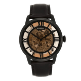 Fossil Townsman Automatic Skeleton Brown Dial Brown Leather Strap Watch for Men - ME3098