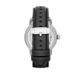 Fossil Townsman Automatic Skeleton Silver Dial Black Leather Strap Watch for Men - ME3041