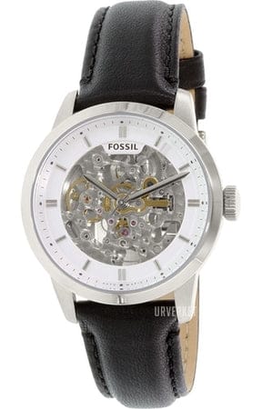 Fossil Townsman Automatic Skeleton White Dial Black Leather Strap Watch for Men - ME3085