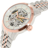 Fossil Townsman Automatic Skeleton White Dial Two Tone Steel Strap Watch for Men - ME3075