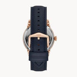 Fossil Townsman Automatic White Dial Navy Blue Leather Strap Watch for Men - ME3171
