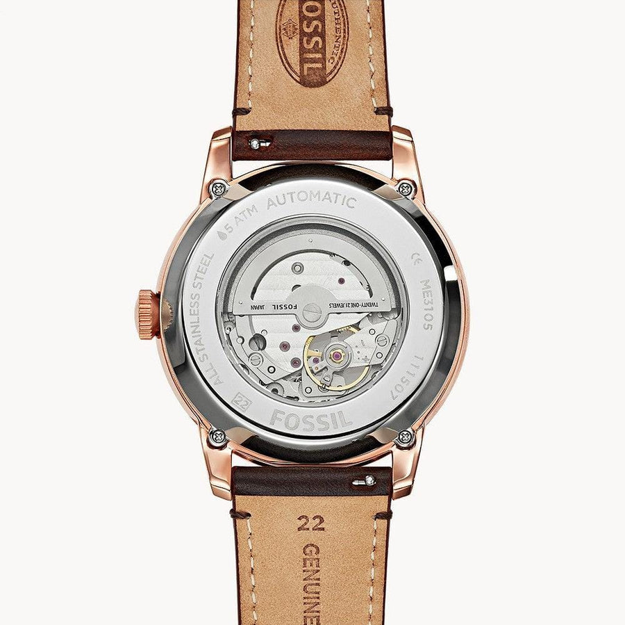 Fossil Townsman Beige Dial Brown Leather Strap Watch for Men - ME3105