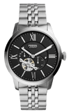 Fossil Townsman Black Dial Silver Steel Strap Watch for Men - ME3107
