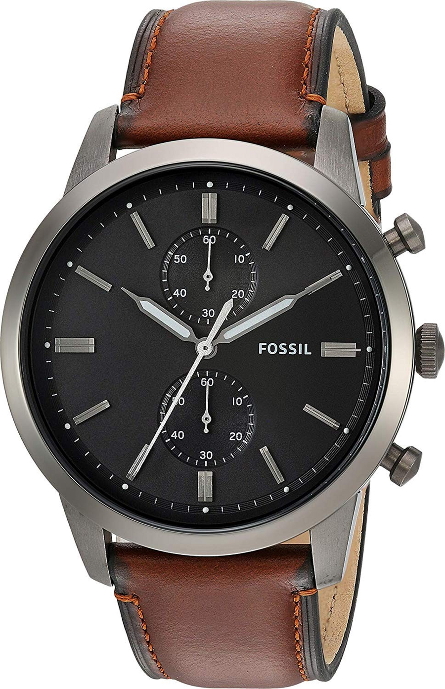 Fossil Townsman Chronograph Gray Dial Brown Leather Strap Watch for Men - FS5522