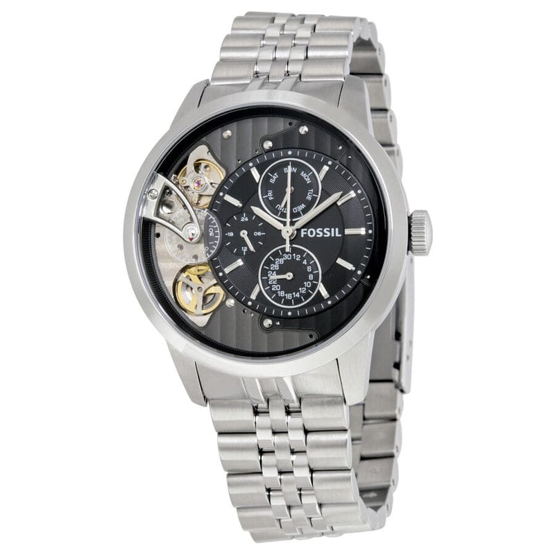 Fossil Townsman Multifunction Black Dial Silver Steel Strap Watch for Men - ME1135