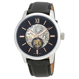 Fossil Townsman Skeleton Black Dial Black Leather Strap Watch for Men - ME3153