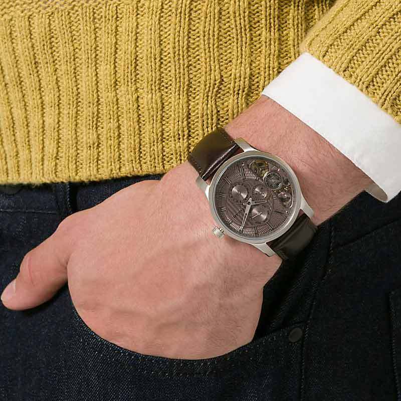 Fossil Twist Chronograph Multifunction Taupe Dial Brown Leather Strap Watch for Men - ME1098