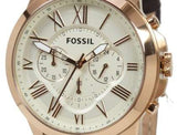 Fossil Grant Chronograph White Dial Brown Leather Strap Watch for Men - FS4991