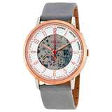 Fossil Vintage Muse Automatic Skeleton White Dial Grey Leather Strap Watch for Women - ME3131