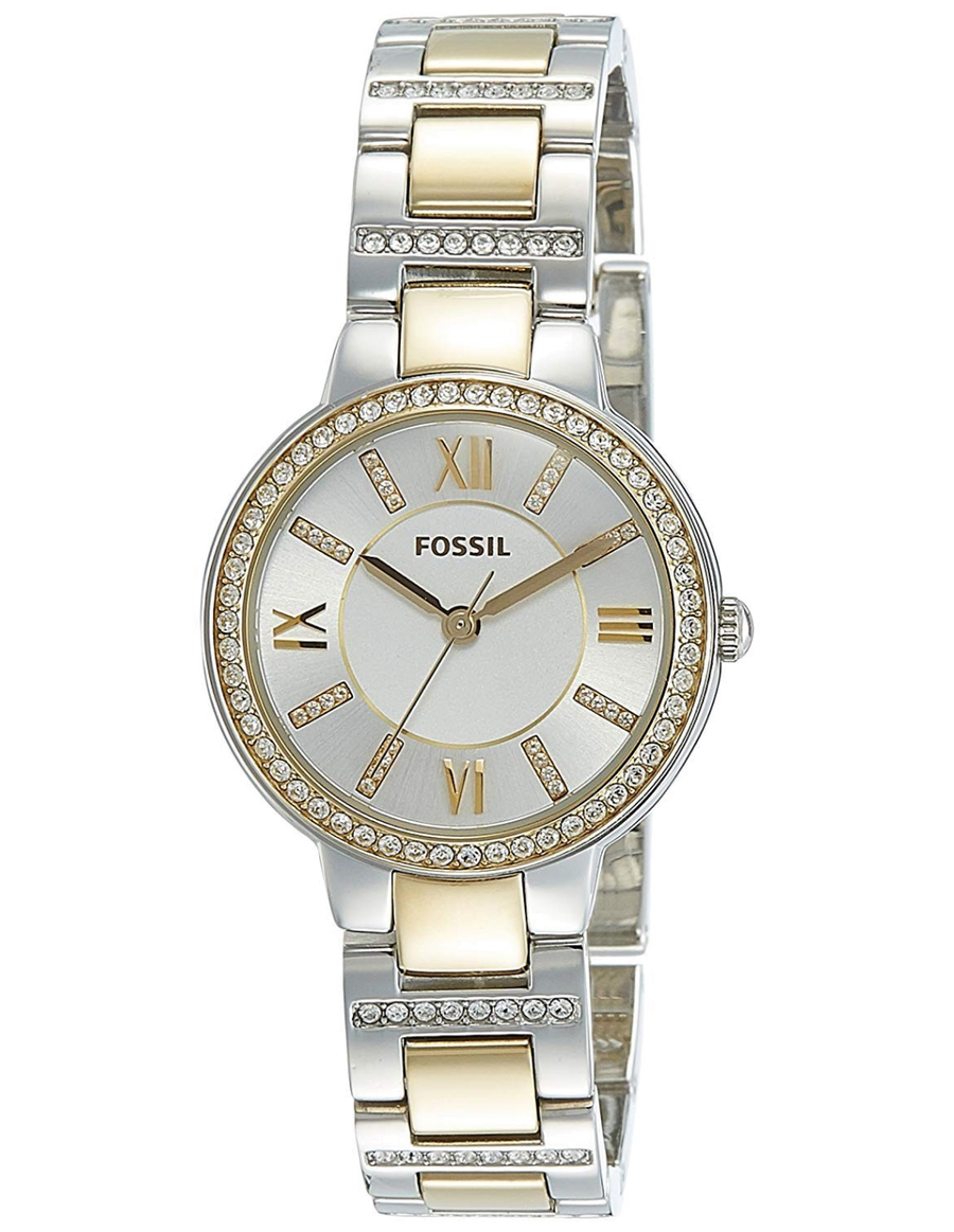 Fossil Virginia Silver Dial Two Tone Steel Strap Watch for Women - ES3503