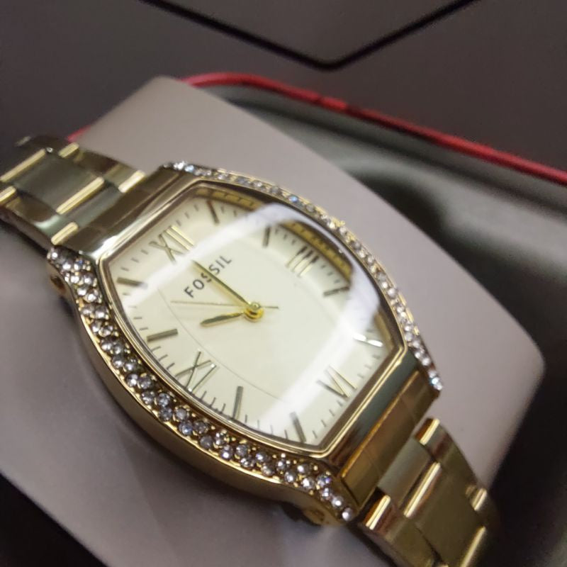 Fossil Wallace Gold Tone Dial Gold Steel Strap Watch for Women - ES3176