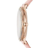 Fossil Jacqueline White Dial Pink Leather Strap Watch for Women - ES4303