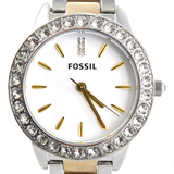 Fossil Jesse Crystals White Dial Two Tone Steel Strap Watch for Women - ES2409