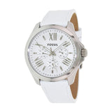 Fossil Cecile White Dial White Leather Strap Watch for Women - AM4484