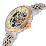 Fossil Townsman Automatic Skeleton White Dial Two Tone Steel Strap Watch for Men - ME3075