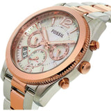 Fossil Perfect Boyfriend Mother of Pearl Dial Two Tone Steel Strap Watch for Women - ES4135