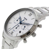 Fossil Neutra Chronograph White Dial Silver Steel Strap Watch for Men - FS5433