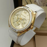 Michael Kors Jessa Quartz Gold Dial White Silicone Strap Watch For Women - MK7267