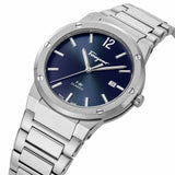 Salvatore Ferragamo F-80 Classic Blue Dial Silver Steel Strap Watch for Men - SFDT01320