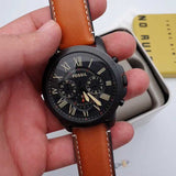 Fossil Grant Chronograph Black Dial Brown Leather Strap Watch for Men - FS5241