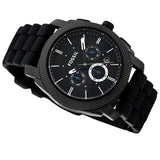 Fossil Machine Chronograph Black Dial Black Silicone Strap Watch for Men - FS4487