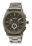 Fossil Machine Chronograph Black Dial Grey Steel Strap Watch for Men - FS4662