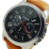 Fossil Grant Chronograph Green Dial Brown Leather Strap Watch for Men - FS4918