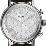 Fossil Buchanan Chronograph Silver Dial Black Leather Strap Watch for Men - FS5102