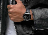 Fossil Grant Chronograph Black Dial Black Leather Strap Watch for Men - FS5132