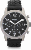 Fossil Pilot 54 Chronograph Black Dial Black Leather Strap Watch for Men - FS5181