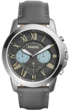 Fossil Grant Chronograph Gunmetal Grey Dial Grey Leather Strap Watch for Men - FS5183