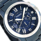 Fossil Grant Chronograph Blue Dial Blue Steel Strap Watch for Men - FS5230