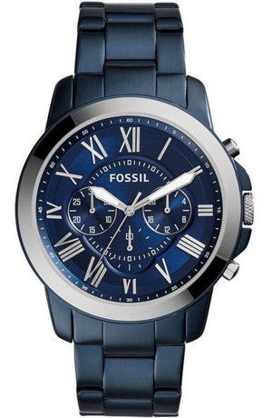 Fossil Grant Chronograph Blue Dial Blue Steel Strap Watch for Men - FS5230