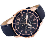 Fossil Grant Sport Chronograph Blue Dial Blue Leather Strap Watch for Men - FS5237