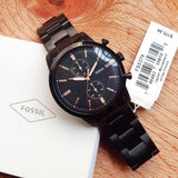 Fossil Townsman Chronograph Black Dial Black Steel Strap Watch for Men - FS5379