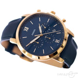 Fossil Neutra Chronograph Blue Dial Blue Leather Strap Watch for Men - FS5790