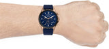 Fossil Forrester Chronograph Blue Dial Blue Leather Strap Watch for Men - FS5814