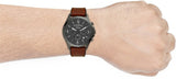 Fossil Forrester Chronograph Grey Dial Brown Leather Strap Watch for Men - FS5815