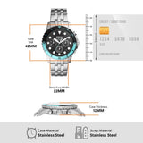 42mm case, stainless steel, & credit card for size.
