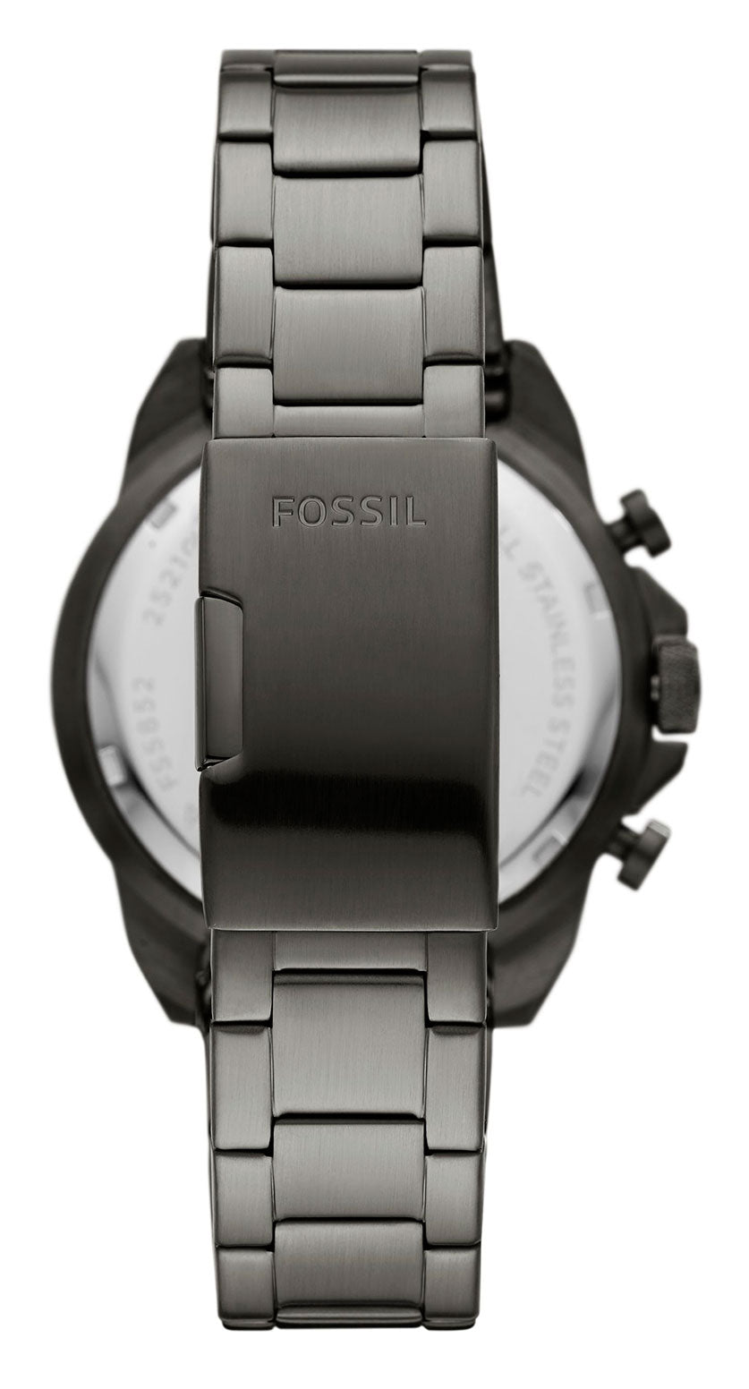 Fossil Bronson Chronograph Black Dial Grey Steel Strap Watch for Men - FS5852