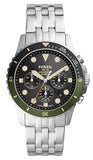 Fossil FB-01 Chronograph Black Dial Silver Steel Strap Watch for Men - FS5864